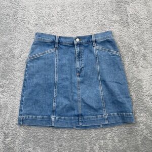 Banana Republic Skirt Womens 8 Blue Pieced Denim Mini Cotton Stretch Slim Fit